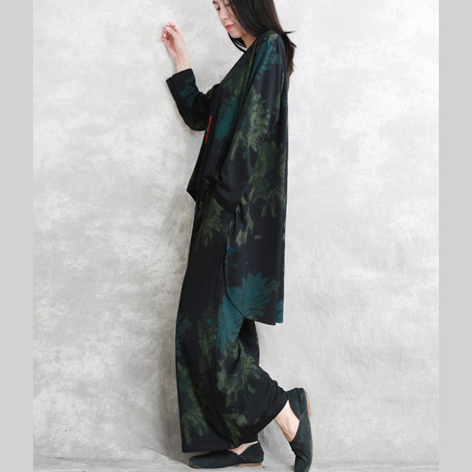 Boutique Cotton Blended Two Pieces Oversized Maxi T Shirts Fine Long Sleeve Asymmetric O Neck Pockets Tops Cotton Blended Baggy Trouse