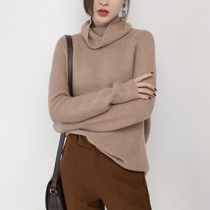 Boutique Khaki Knit Sweaters High Neck Sweaters Fine Baggy Top
