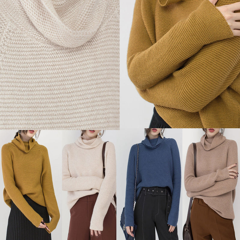 Boutique Khaki Knit Sweaters High Neck Sweaters Fine Baggy Top