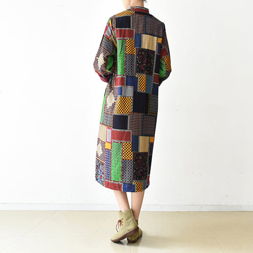 Boutique Multi Color Patchwork Coat O Neck Cardigans Boutique Batwing Sleeve Long Jackets