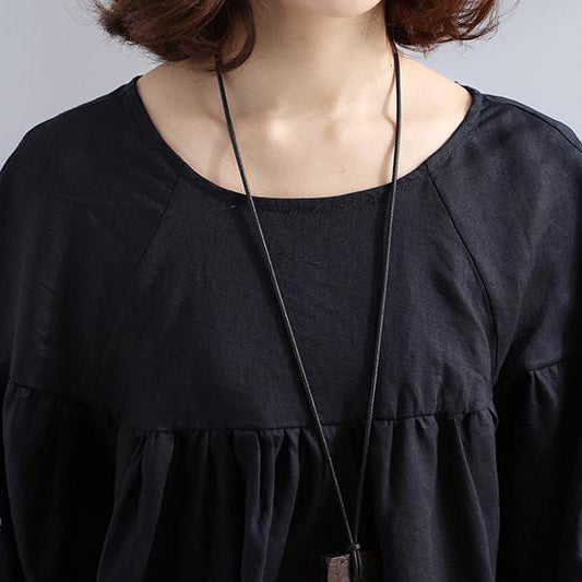 Boutique Natural Linen T Shirt Loose Fitting Embroidered Loose Linen Lacing Folded Orange Shirt