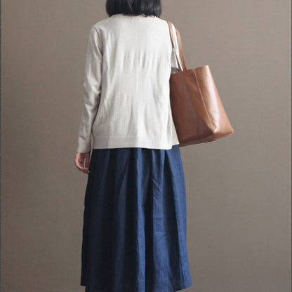Boutique Nude Cozy Sweater Loose Fitting Knitted Blouses New V Neck Fall Blouse Cardigan