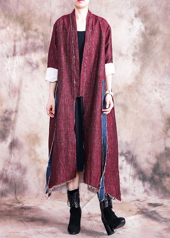 Boutique Oversize Long Coat Fall Coats Red Asymmetric Patchwork Coat