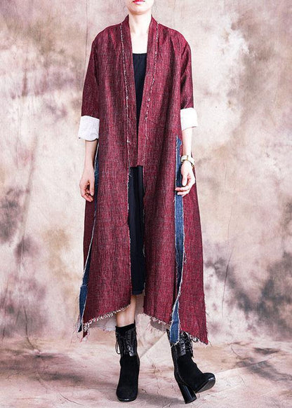 Boutique Oversize Long Coat Fall Coats Red Asymmetric Patchwork Coat