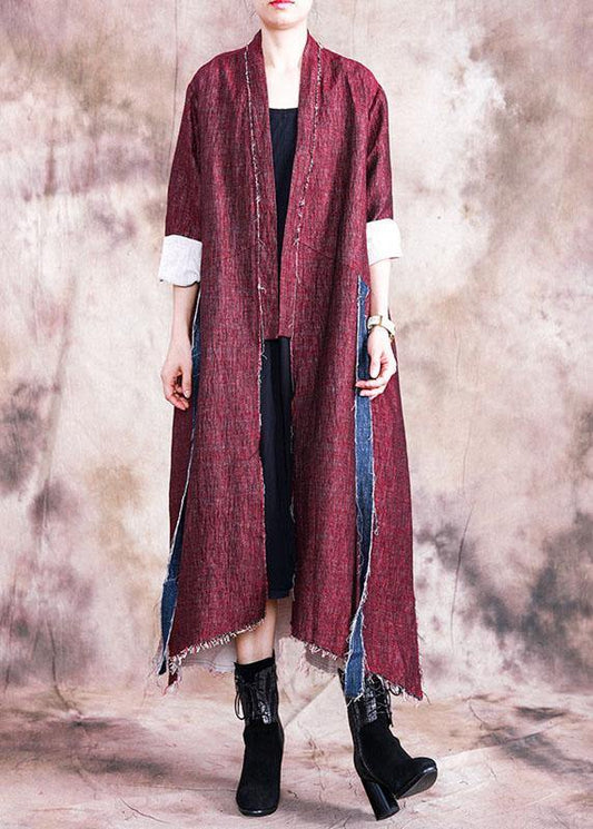 Boutique Oversize Long Coat Fall Coats Red Asymmetric Patchwork Coat