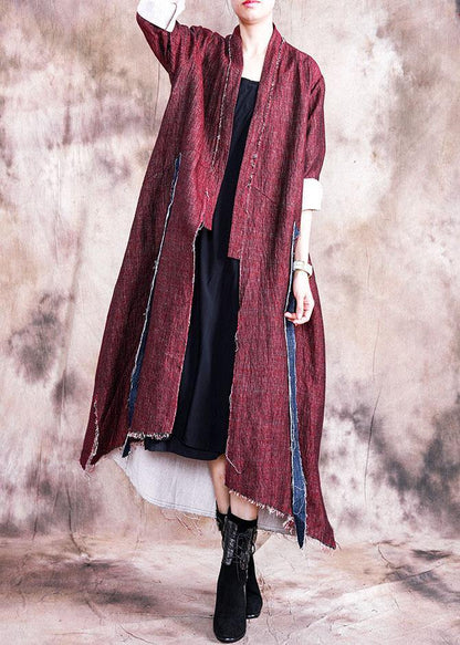 Boutique Oversize Long Coat Fall Coats Red Asymmetric Patchwork Coat