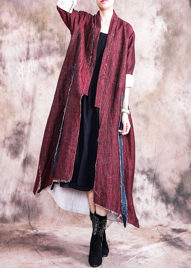 Boutique Oversize Long Coat Fall Coats Red Asymmetric Patchwork Coat