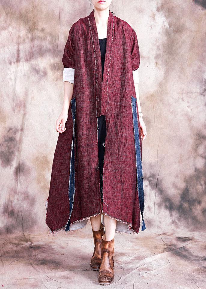 Boutique Oversize Long Coat Fall Coats Red Asymmetric Patchwork Coat