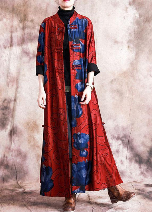 Boutique Winter Coat Fall Coats Black Patchwork Green Print Chinese Button Coat for Woman