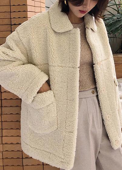 Boutique Clothing Jackets & Coats Big Pockets Coats Nude Lapel Collar Woolen Overcoat
