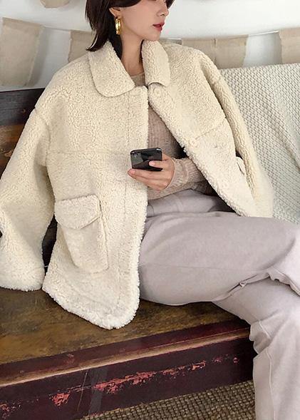 Boutique Clothing Jackets & Coats Big Pockets Coats Nude Lapel Collar Woolen Overcoat