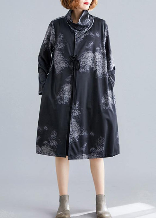 Boutique Coat Fall Black Turtleneck Pockets Coat