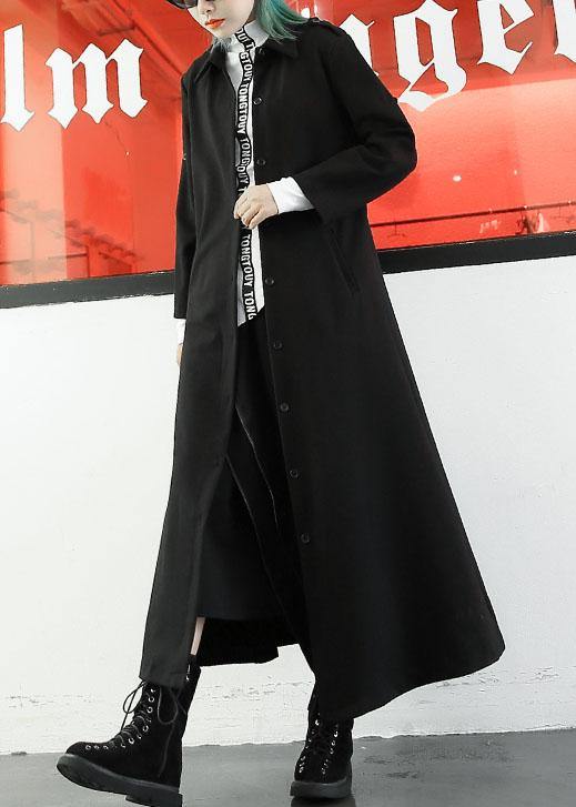 Boutique Long Jackets Fall Coats Black Lapel Collar Coat