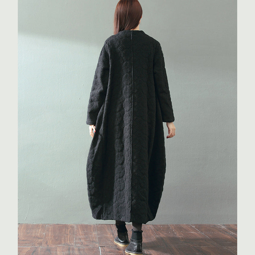 Boutique Red Maxi Coat V Neck Baggy Coats Fine Jacquard Wool Coat