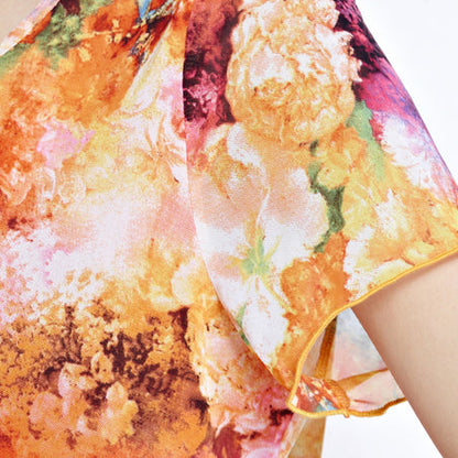 Boutique Yellow Prints Pure Cotton Tops Oversize Cotton Clothing Blouses New Short Sleeve Two Pieces and Crop Pants