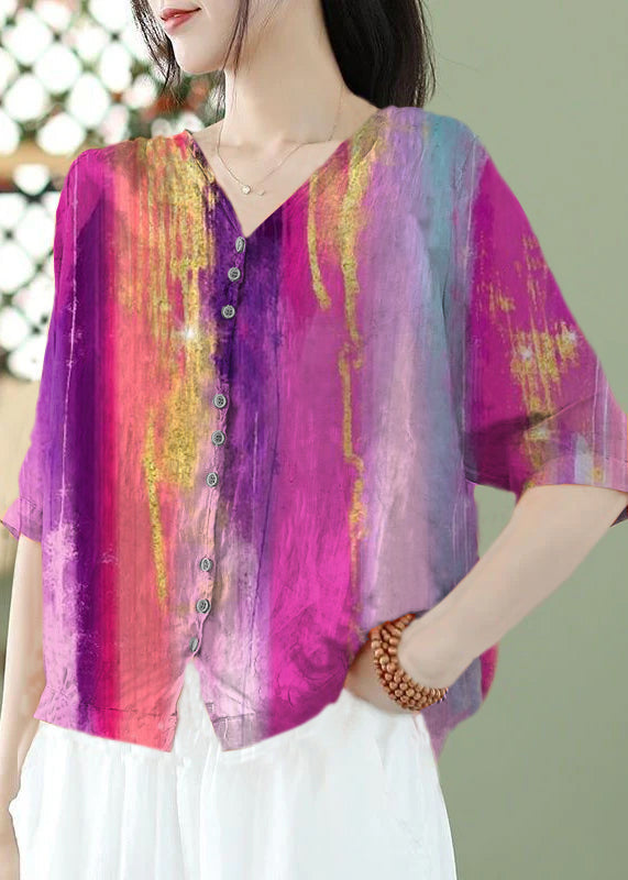 Grey Flowers Print Slim Fit Linen Shirt Top Half Sleeve
