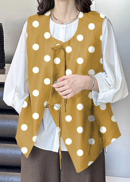 French Geometric Stripes Button Cotton Waistcoat Sleeveless