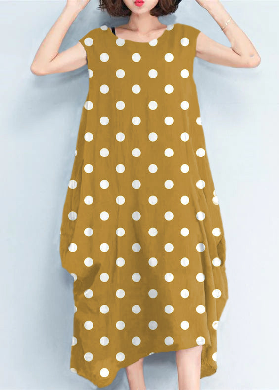 Green Flowers Natural Cotton Polyester Dress Oversize Sleeveless Traveling Dress Kaftans