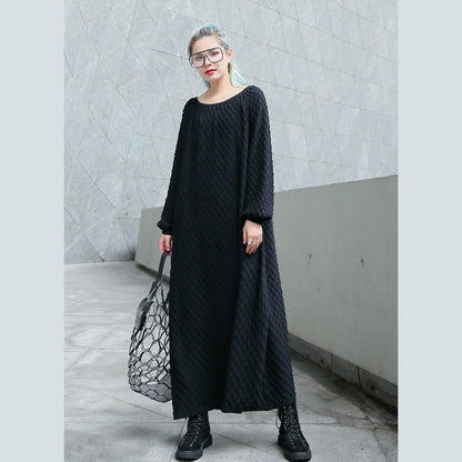 Chunky Black Knit Dress Oversize O Neck Long Knit Sweaters Boutique Long Sleeve Long Knit Sweaters