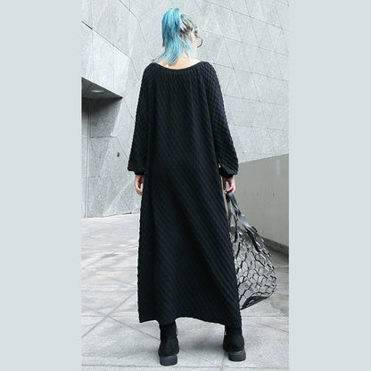 Chunky Black Knit Dress Oversize O Neck Long Knit Sweaters Boutique Long Sleeve Long Knit Sweaters