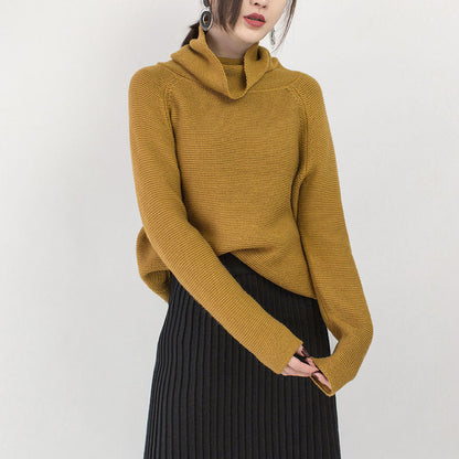 Chunky Yellow Cozy Sweater Oversized High Neck Sweaters Boutique Baggy Winter Sweater