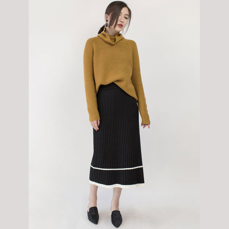 Chunky Yellow Cozy Sweater Oversized High Neck Sweaters Boutique Baggy Winter Sweater