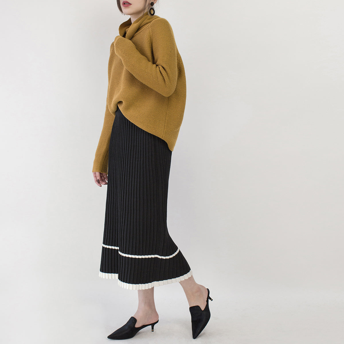 Chunky Yellow Cozy Sweater Oversized High Neck Sweaters Boutique Baggy Winter Sweater