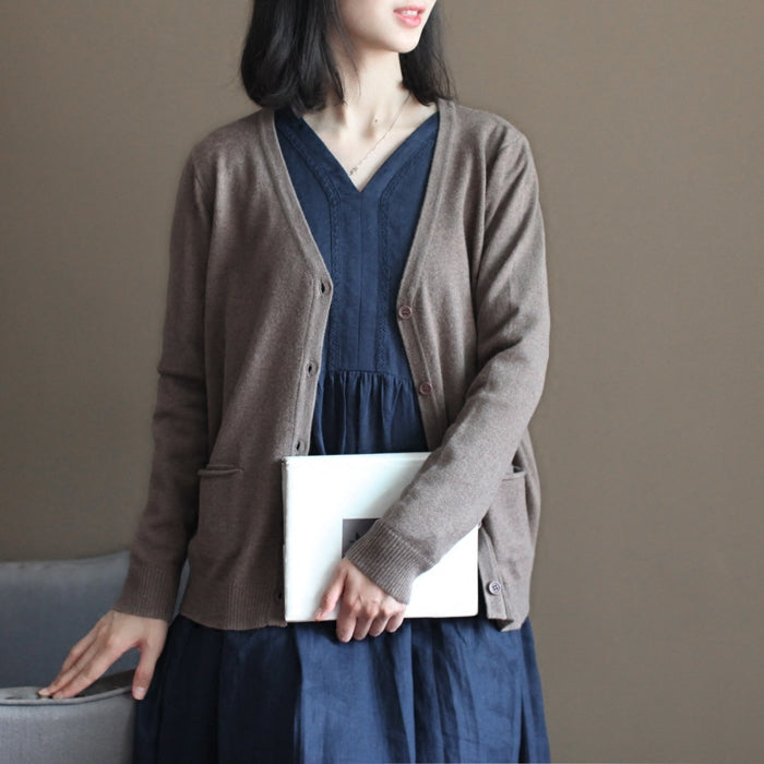 Cozy Chocolate Cozy Sweater Oversized Knitted Tops Fine V Neck Winter Shirt Rabbit Fur