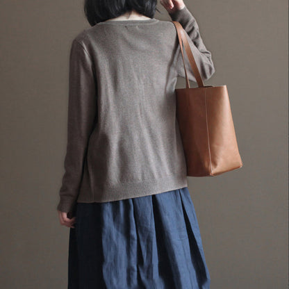 Cozy Chocolate Cozy Sweater Oversized Knitted Tops Fine V Neck Winter Shirt Rabbit Fur
