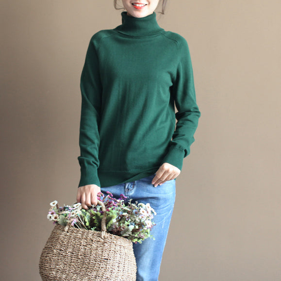 Cozy Navy Knit Sweaters Fall Knitted Blouses Boutique Long Sleeve T Shirt Cotton