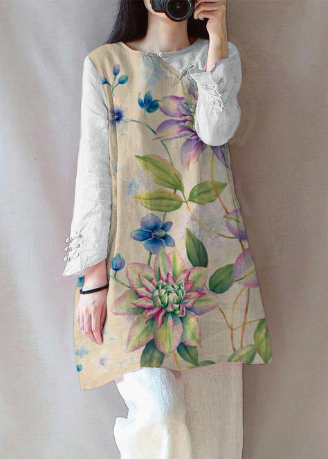 Classy O Neck Chinese Button Clothes For Women Shape Green flowers Embroidery Shirt