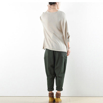 Dark Green Warm Cotton Winter Pants Oversized Pants