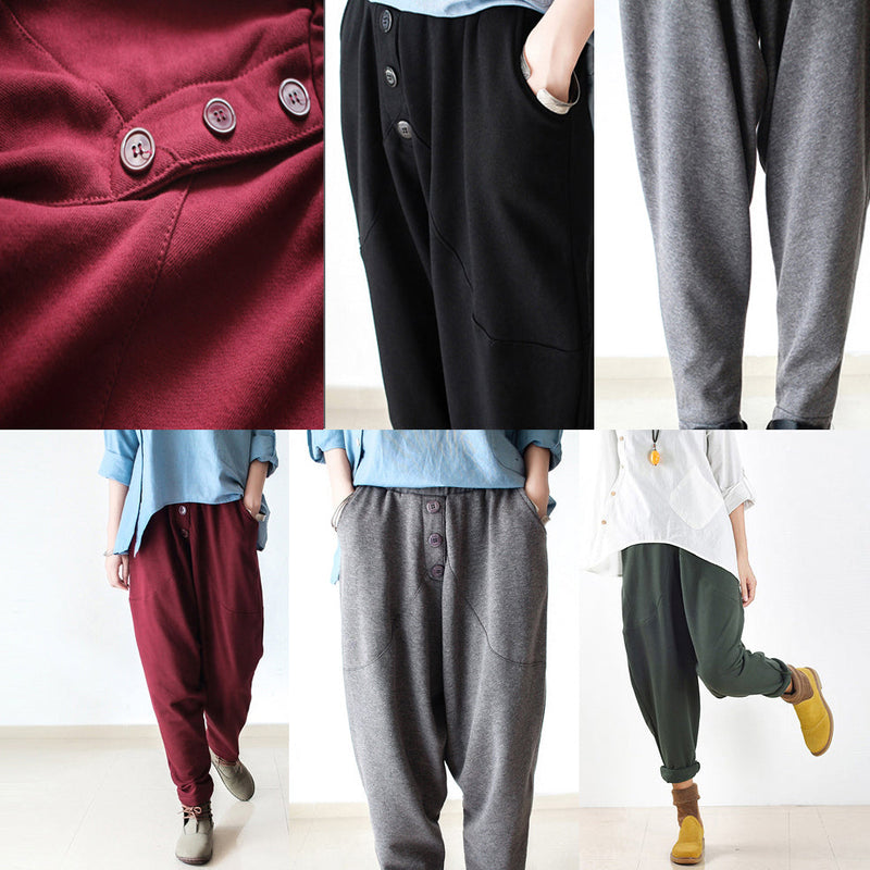 Dark Green Warm Cotton Winter Pants Oversized Pants