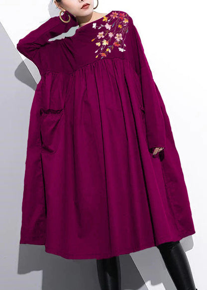 Cinched O Neck Cotton Clothes for Tutorials Rose Dresses
