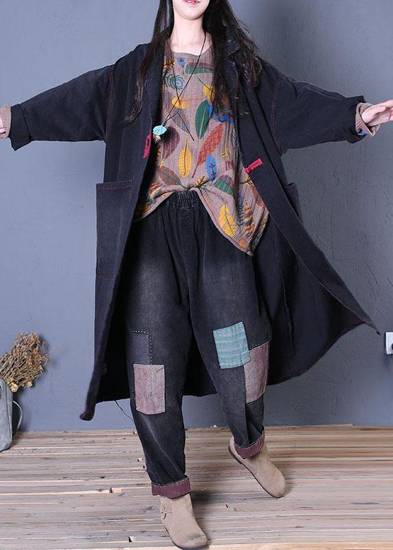 Denim Black Coats Fall Maxi Outwear