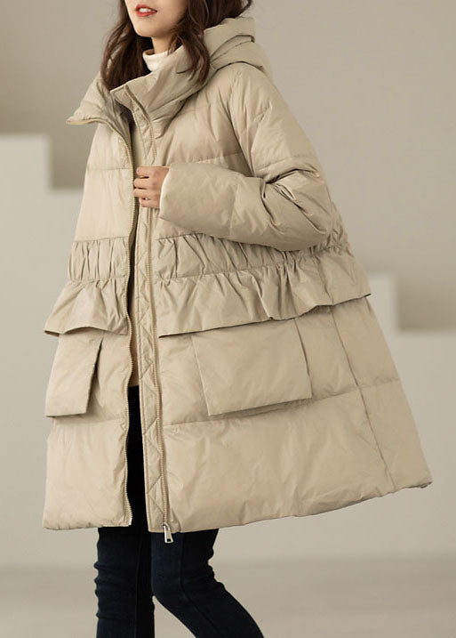 Diy Apricot Ruffled Patchwork Duck Down Coats Winter
