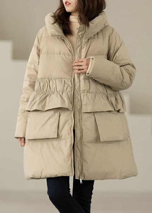 Diy Apricot Ruffled Patchwork Duck Down Coats Winter