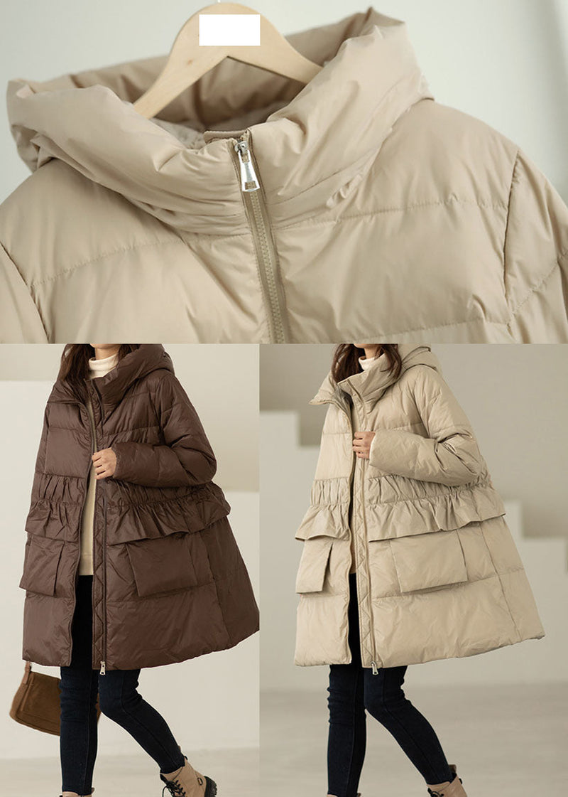 Diy Apricot Ruffled Patchwork Duck Down Coats Winter