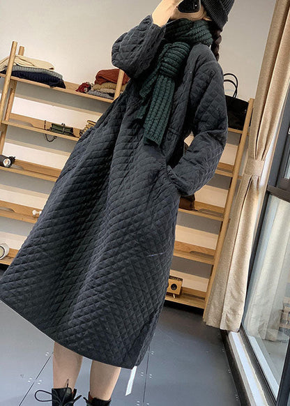 Diy Black Cinched Pockets Fine Cotton Filled Dress Winter