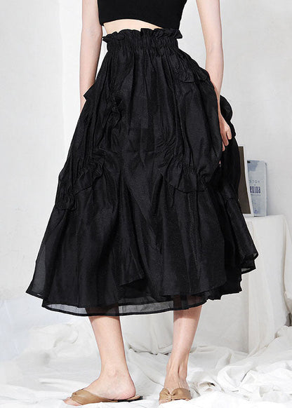 Diy Black Cinched Tulle Patchwork Skirt Spring