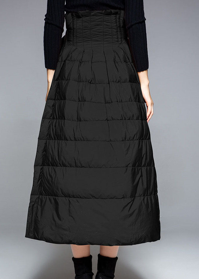 Diy Black High Waist Tie Waist a Line Winter Duck Down Skirts