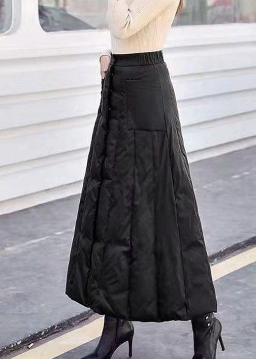 Diy Black Pockets Patchwork Fine Cotton Filled Skirts Winter