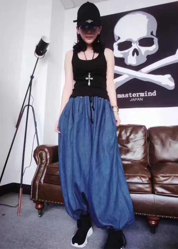 Diy Black Vest Denim Harem Pants Two Pieces Set Spring