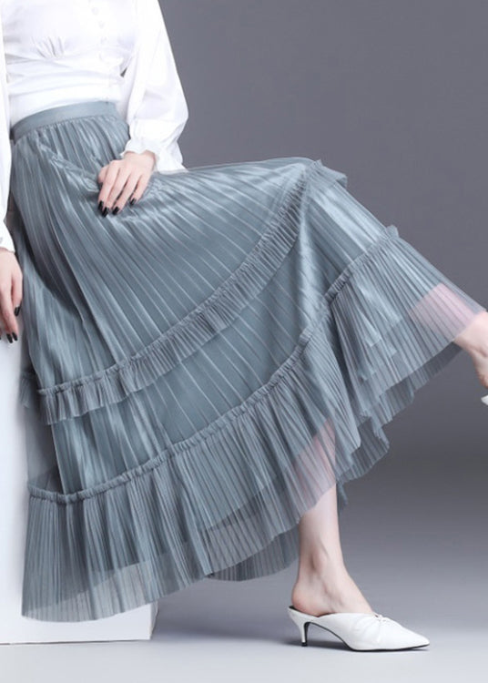 Diy Grey High Waist Patchwork a Line Fall Skirt