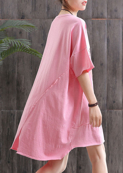 Diy Grey O-neck Print Asymmetrical Design Fall Dress Half Sleeve