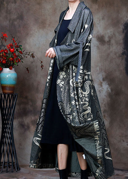 Diy Grey Peter Pan Collar Jacquard Winter Coat