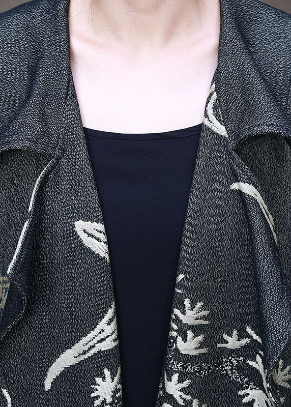 Diy Grey Peter Pan Collar Jacquard Winter Coat