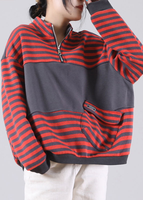Diy Orange Striped Sweatshirts Top Spring