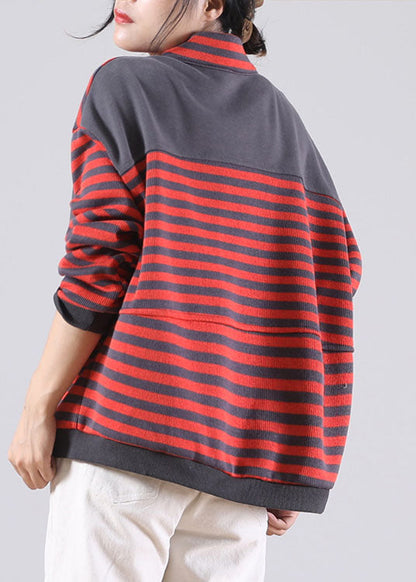 diy Orange Striped Sweatshirts Top Spring