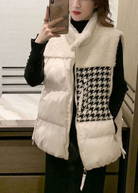 Diy White Loose Pockets Zippered Winter Sleeveless Puffer Vest